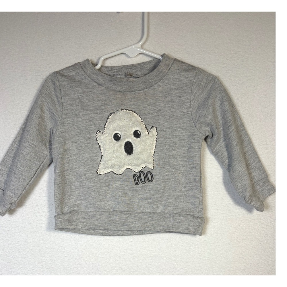 Chickpea Sweatshirt Unisex Kids 12M Gray Excellent Ghost Halloween Boo Graphic